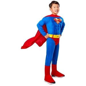 DC Comics Superman Kids Halloween Costume Toddler Superhero Muscle Suit & Cape